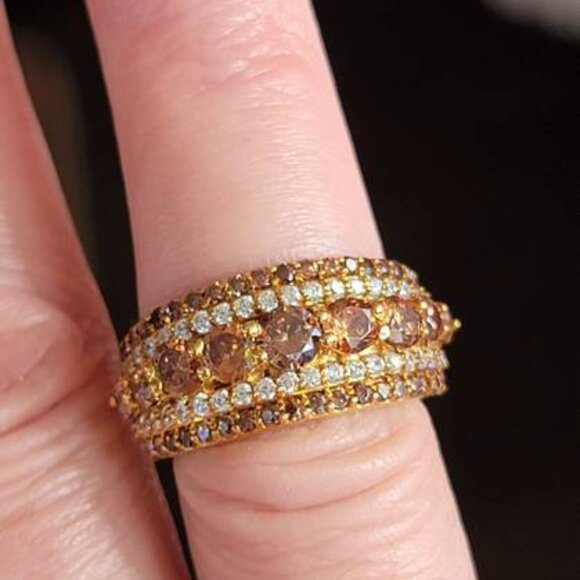New 2ctw Champagne & White Diamond ring Size 6 - Picture 1 of 8